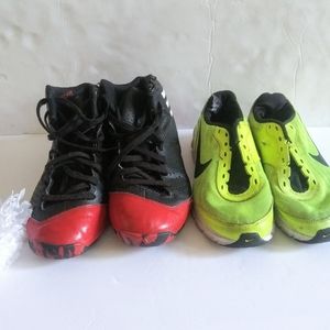 Adidas Black/red Sneakers and Nike neon sneakers